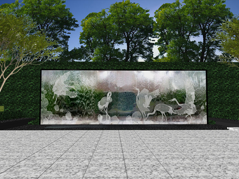  新中式园林景墙cad施工图 