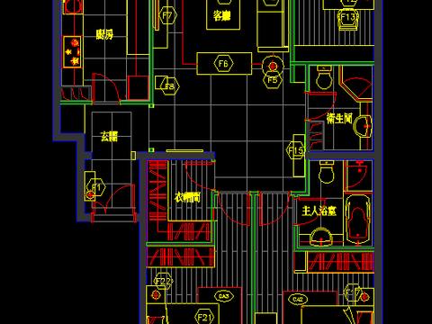  北京朗琴园十号楼C户型装修样板房CAD施工图 