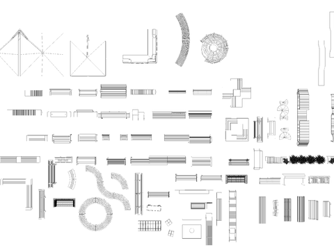  户外景观座椅cad图库 