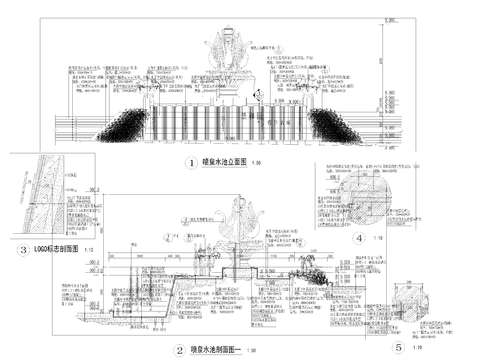  水池喷泉CAD节点大样 