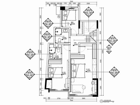  170㎡復(fù)式躍層家裝CAD施工圖 