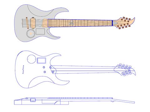  现代吉他cad大样图 