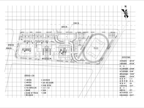  中學總圖及和各棟全套建筑CAD施工圖 