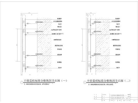  干挂瓷砖标准节点 立面剖面 节点大样图 