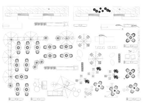 户外桌椅组合 商业外摆区 伞座 花坛cad图库 