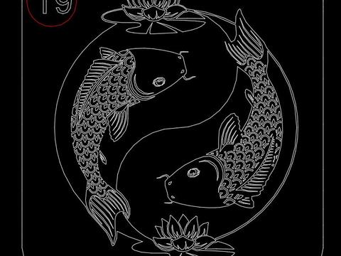  鲤鱼锦鲤cad图库 