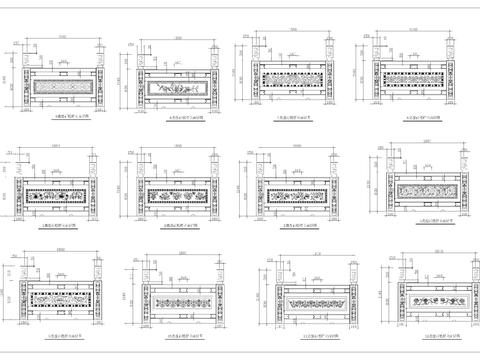 石材栏杆立面样式节点大样 