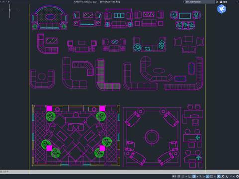  组合沙发cad图库 