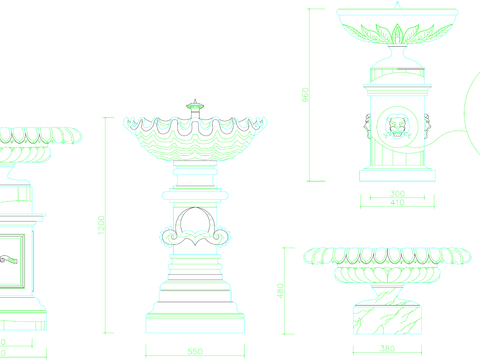  喷泉建筑CAD图块 