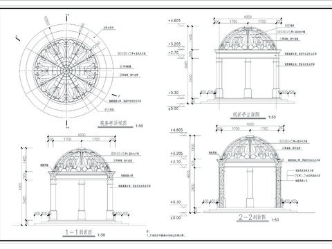  观弈圆亭cad详图 