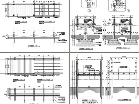  木栈道cad大样图 