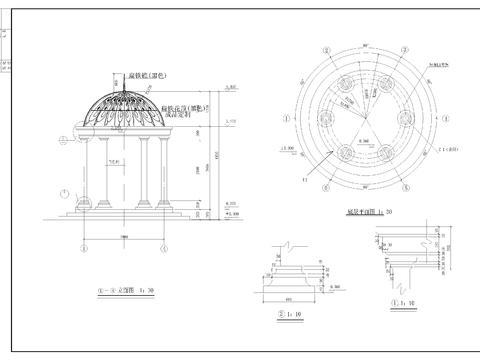  欧式亭cad大样图 