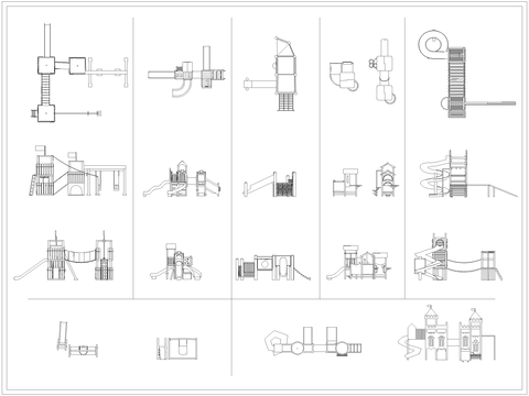 儿童游乐设施滑梯cad图库 