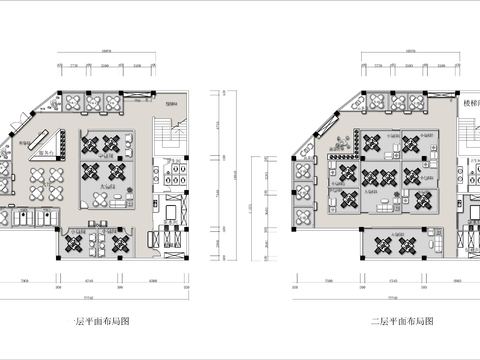  500㎡两层茶楼棋牌室cad平面图 