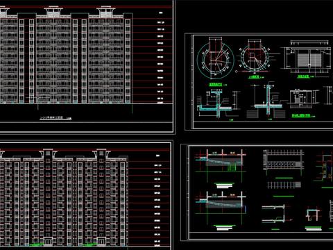  板式小高层住宅楼建筑cad大样图 