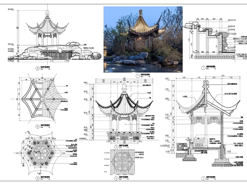  六角古亭cad大样图 