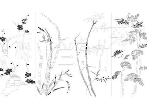  中国国画cad图库 