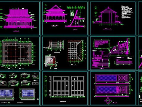  古塔建筑cad施工图 