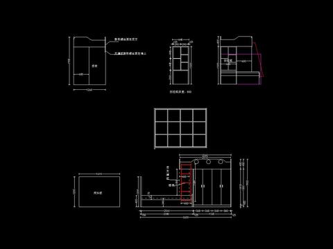  儿童高低床cad图库 