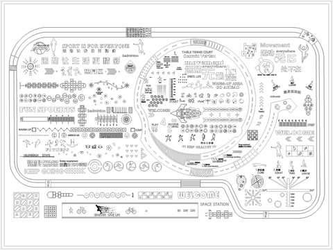  儿童健身运动活动场地cad大样图 