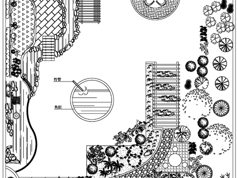  园林空中花园庭院屋顶花园别墅花园cad施工图 