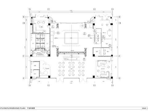  520㎡售楼处cad平面图 