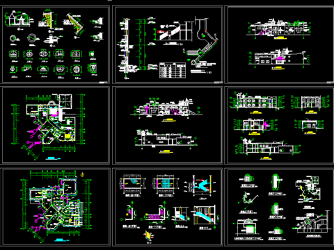  115套幼儿园建筑设计CAD施工图效果图 