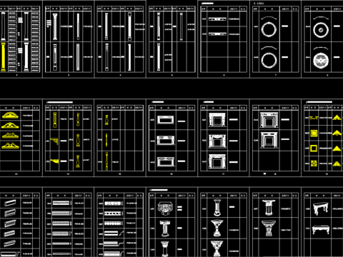  欧式构件拼花CAD图库 