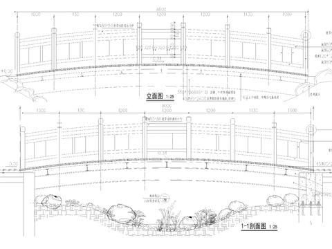  新中式花溪木桥节点大样 