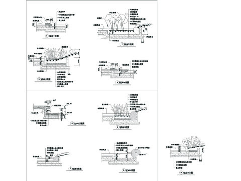  9款沿池驳岸CAD节点大样 