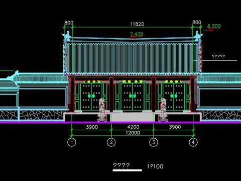  仿古园林建筑cad大样图 