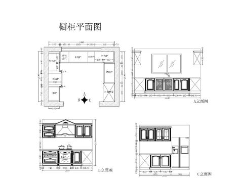  厨房定制橱柜及厨房电器cad图库 