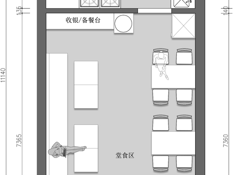  粉面店cad平面图 
