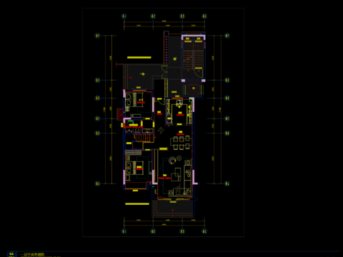  新中式家装样板间设计cad施工图 