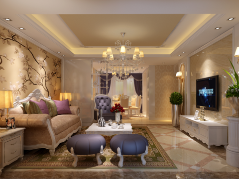  龙湫湾简欧客餐厅卧室全套CAD施工图 