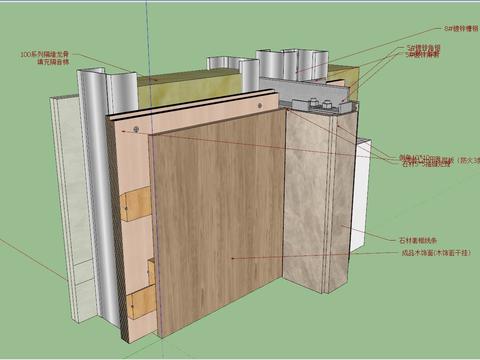  石材与木饰面cad节点图 