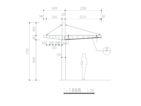  半圆形休息廊架详图节点大样 
