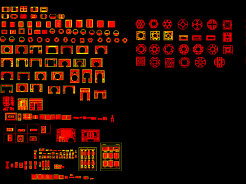  中式古典月亮门窗户CAD图库 