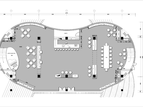  400㎡书吧俱乐部cad平面图 