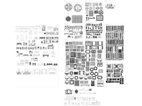  中式家居平立面cad图库 