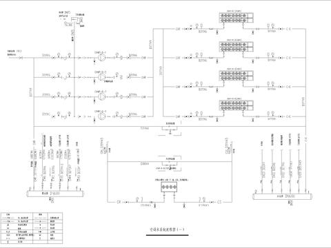  空调水系统流程图CAD施工图 