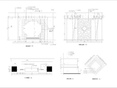  两套景墙cad详图 