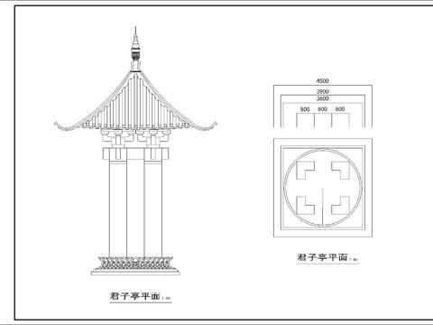  仿古建筑cad施工图 