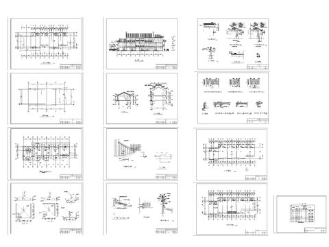  三层仿古商业建筑设计cad施工图 