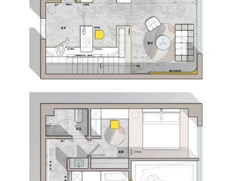  101平复式公寓平面方案图cad平面图 