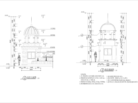  歐式崗?fù)?亭子CAD施工圖 