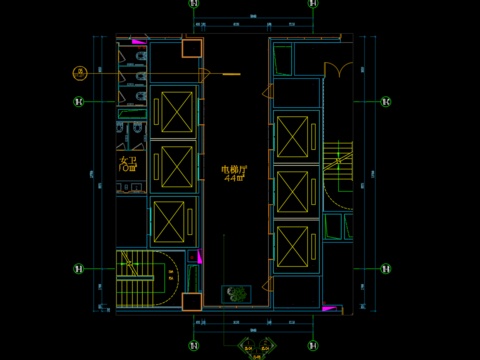  电梯厅cad平面图 