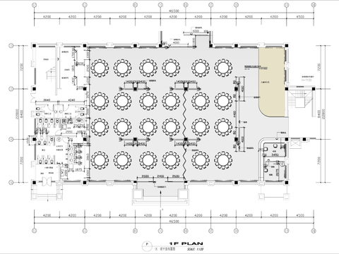  酒店宴会餐厅cad平面图 