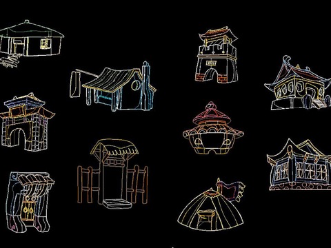  卡通房子cad图库 