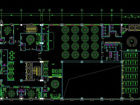  酒店餐饮包厢cad平面图 